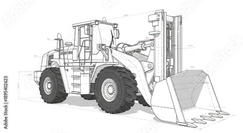 Construction Vehicle Blueprint Drawing.