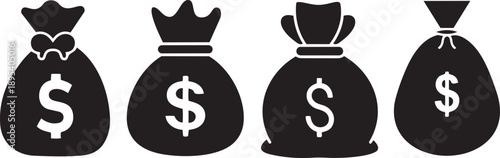 Financial Assets: An organized depiction of money bags, meticulously designed, symbolizing financial growth and resource accumulation. 