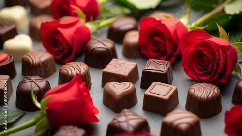 Happy valentines day chocolate and roses gift romantic love