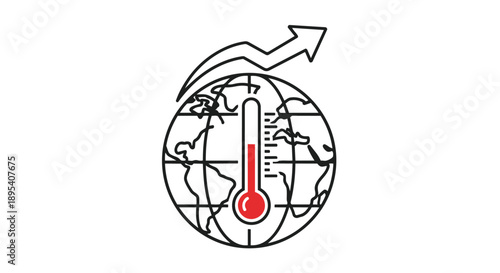 Rising global temperature concept with thermometer on world map