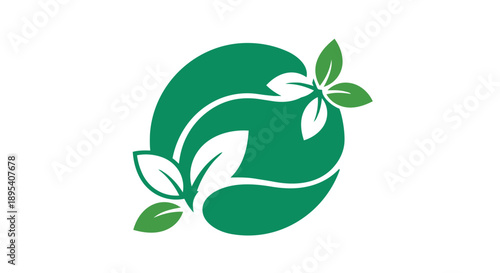 Green leafy logo on a with a circular design