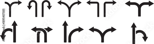 Navigational Pathway Symbols: A collection of directional arrows and route symbols. These images evoke a sense of navigation, choice, and guidance.