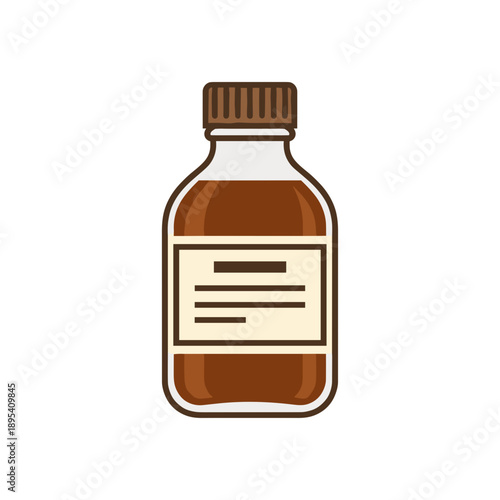 Bottle of cough syrup medicine isolated on white background concept of healthcare treatment and cold relief