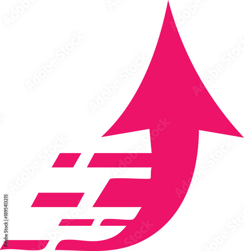 Vibrant pink arrow symbol with motion blur effect indicating upward progress and speed
