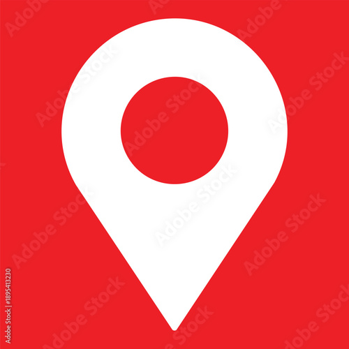 Free Download White map pin with red background and circular center marker symbol location - GFXLoad
