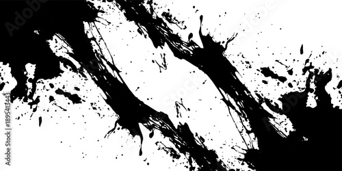 Black grunge brush stroke in white background