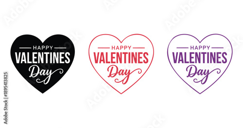 Heart Valentine's Day Typography Vector.