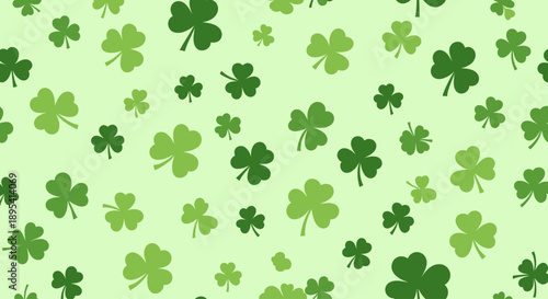 A serene flat design illustration showcasing a vast field of lucky four-leaf clovers, representing good fortune and the natural beauty of Ireland for St. Patrick's Day