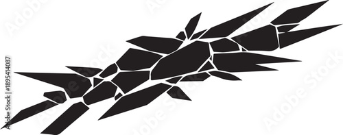 Black and white illustration of broken cracked stone pattern