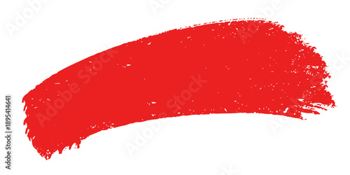 Red grunge brushstroke with texture. Abstract paint smear on a white background. Graphic element for artistic creativity.