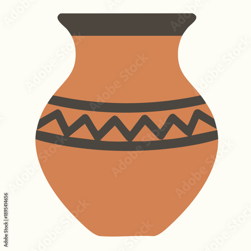 Simple clay pot icon, flat vector style, two colors, minimal cultural symbol