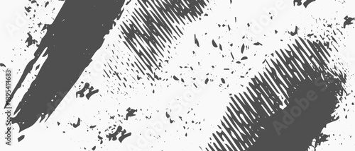 Rough black and white texture with an abstract distressed pattern. Rough ink splatter background for graphic design. Aged background for overlays.
