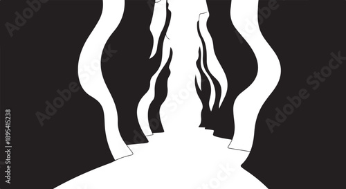 Silhouette of a person with wavy hair and darkness