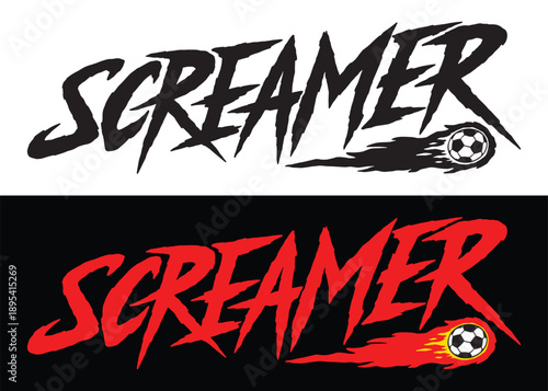 Screamer Football Soccer word lettering art design set.  Vector design illustration for web, t-shirt design, other graphic design use