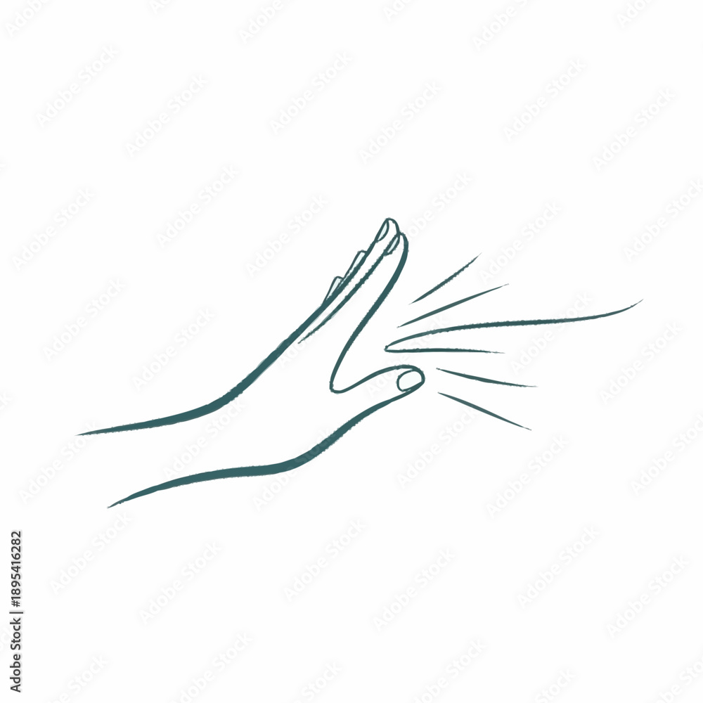 Obraz premium Hand gesture showing stop or push away with radiating lines.