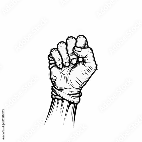 Fist Raised In Protest Symbolizing Strength And Resistance.