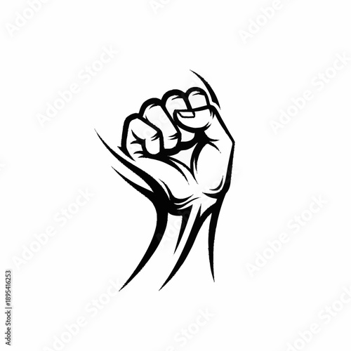 Fist Raised In Protest Symbolizing Strength and Power.