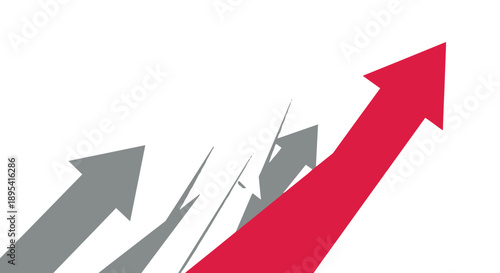 A group of arrows pointing upwards in different shades of gray and red