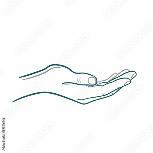 Open Hand Reaching Out Offering Something Minimalist Line Art.