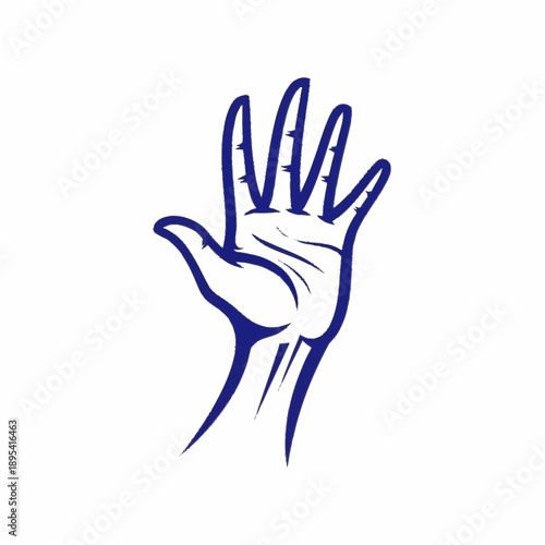 Stylized Hand Gesture with Open Palm and Fingers Extended.