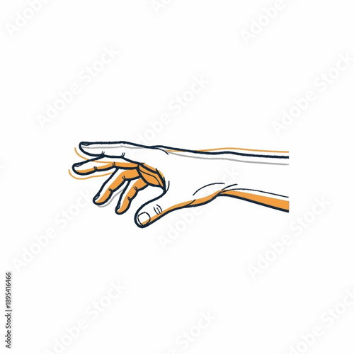 Reaching Hand Illustration with Stylized Outline.