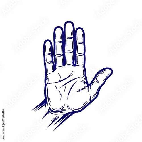 Stylized Hand Illustration Showing Open Palm Gesture.
