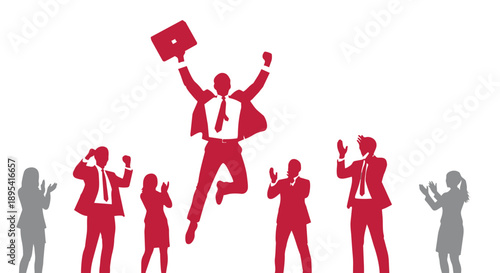 Businessman celebrating success with colleagues in a vector illustration
