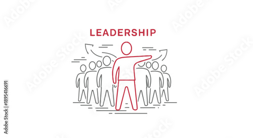 Leadership concept with a person guiding a group of people