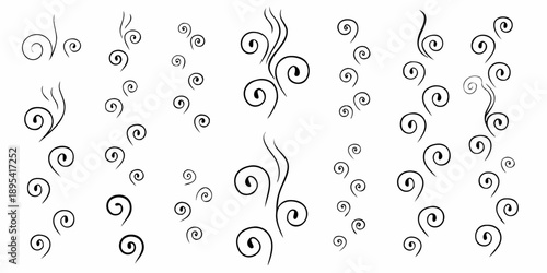 Abstract black swirls and loops arranged in a repeating pattern