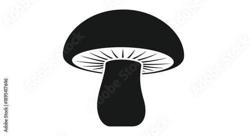 Simple black and white illustration of a single mushroom on a white background