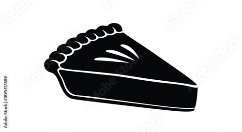 A black and white illustration of a single slice of pie