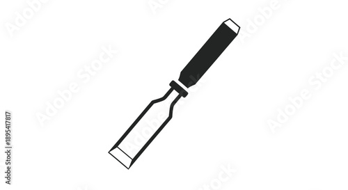 Simple black and white illustration of a woodworking chisel tool