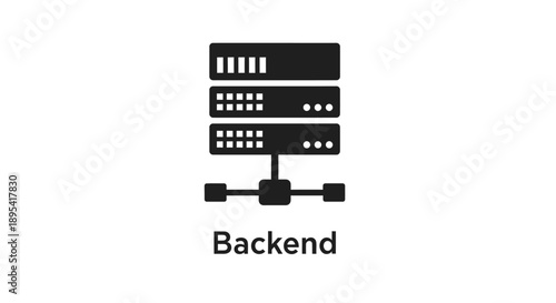 Simple black icon depicting a server rack and network connection