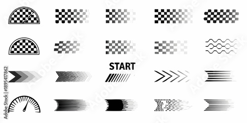 A series of black and white optical illusions and patterns