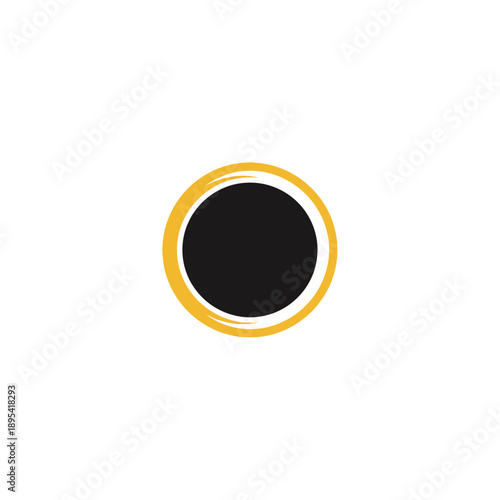 Round vector symbol of solar or lunar eclipse. Astronomy, celestial bodies, space. Rare astronomical event logo