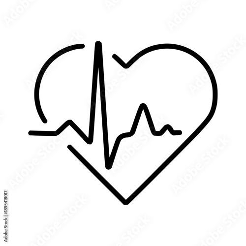 Heartbeat pulse line tracing the contour of a heart symbol, representing life and health