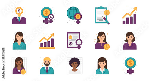 A cheerful businesswoman holding a dollar coin, symbolizing financial success and wealth. Ideal for marketing materials.