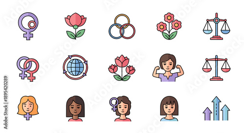 A cheerful illustration of a woman surrounded by colorful crosses, perfect for creative designs and positive messaging.