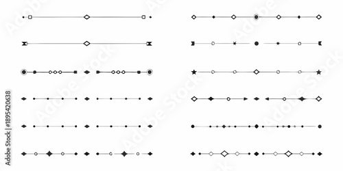 Collection of abstract horizontal lines with varying shapes and arrangements