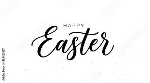 Happy easter text in black cursive font with a smaller happy above the easter text greeting card image white background cutout
