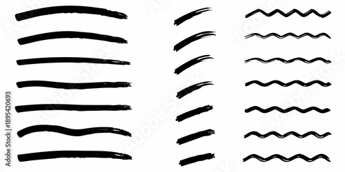Abstract black brushstrokes arranged in vertical columns on white background