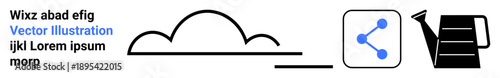 Environment, technology, growth, cloud computing, sharing, design templates. Cloud, digital sharing icon and watering can with placeholder text. Environment and technology