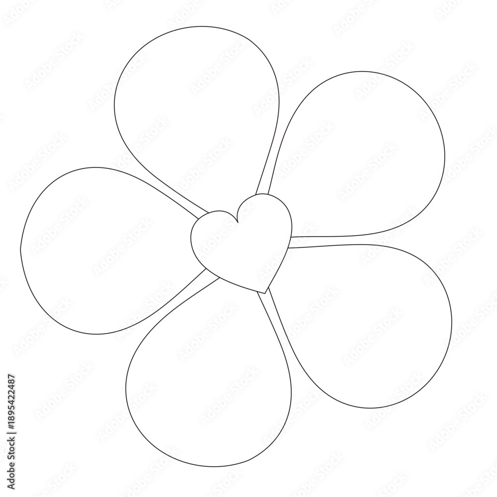 Fototapeta premium Valentine Doodle Heart Flower SVG, Hand Drawn Love Floral Clipart for Cricut and Coloring Pages