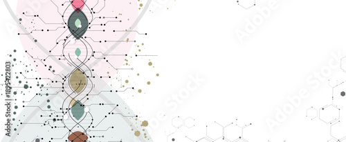 Futuristic science wallpaper, DNA strands, connected neural web