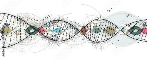 Futuristic science wallpaper, DNA strands, connected neural web