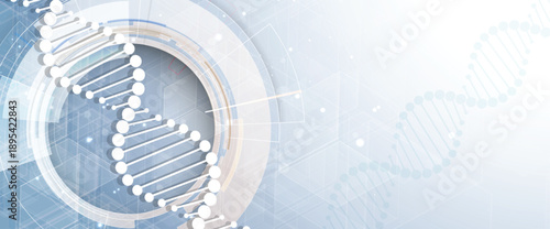 Futuristic science wallpaper, DNA strands, connected neural web