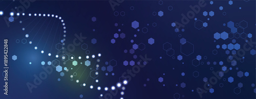 Futuristic science wallpaper, DNA strands, connected neural web