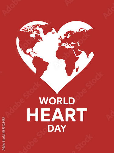 World Heart Day awareness campaign logo with globe in heart shape symbol