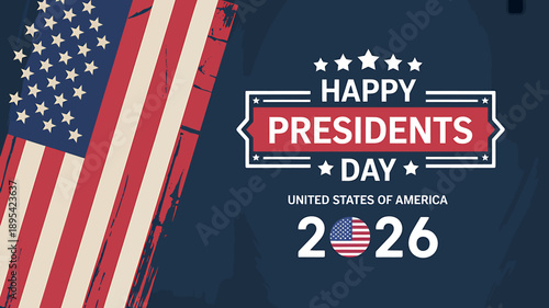 Happy Presidents Day United States of America 2026 graphic design