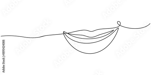Minimalist one line lip icon continuous line drawing vector illustration, Lips outline icon continuous one line drawing minimalist style isolated illustration, Lip continuous one line drawing isolated